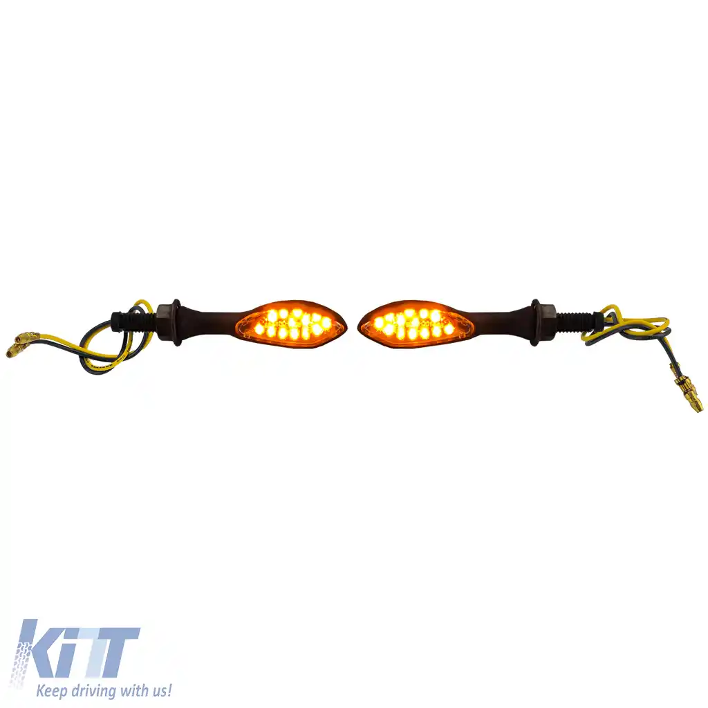 Set de semnalizatoare LED pentru motocicletă, universale, aprobate E, 12V, sticlă clară, negru, Paddle