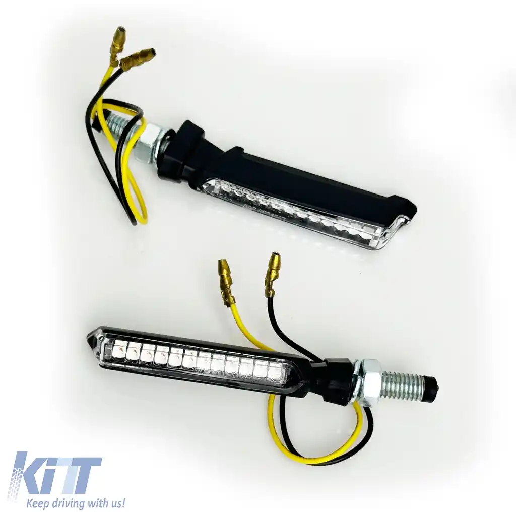 Set de semnalizatoare LED secvențiale TINY 2 cu sticlă clară fumurie, universal, cu E-Mark