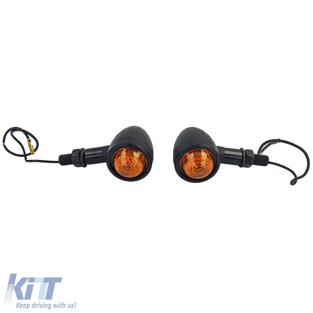 Set de semnalizatoare universale pentru motocicletă NEW BULLET cu lentilă galbenă cu marcaj E