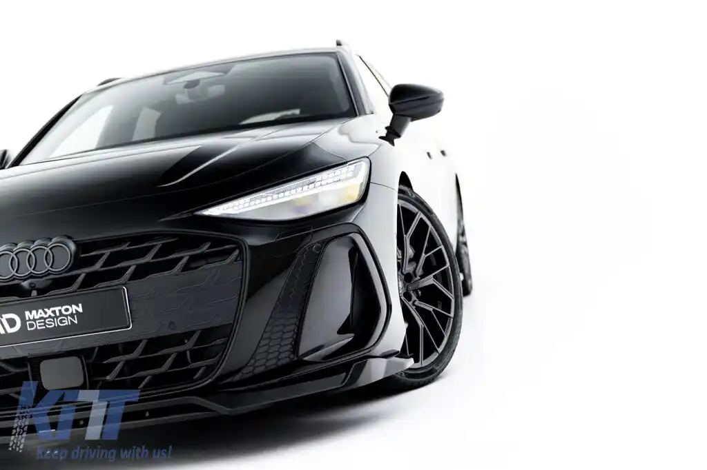 Set de spoilere tip S-Line versiunea 1 Maxton Design, potrivit pentru praguri laterale, bara frontală, bara spate și acoperișul Audi A6 S-Line C9 Avant după 2025, negru lucios-image-6235666