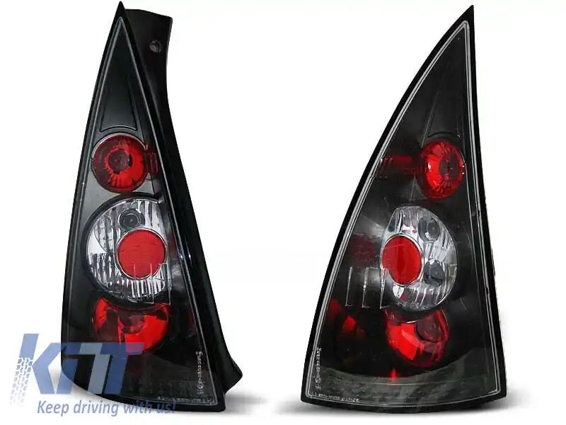 Set de stopuri de tuning potrivit pentru Citroen C3 03.2002-08.2005 cu bază neagră, stânga și dreapta