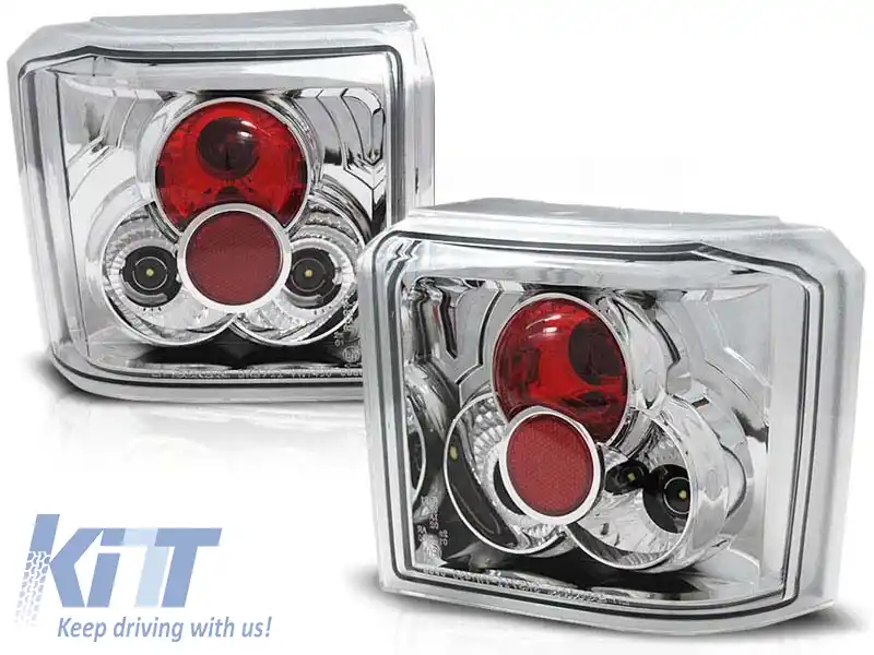 Set de stopuri de tuning potrivit pentru Volkswagen T4 1990-03.2003 cu bază cromată, stânga și dreapta