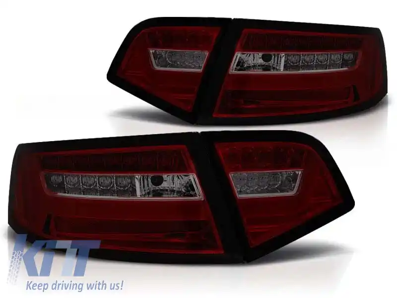 Set de stopuri LED de tuning potrivit pentru Audi A6 C6 sedan 2008-2011 roșu/întunecat, stânga și dreapta
