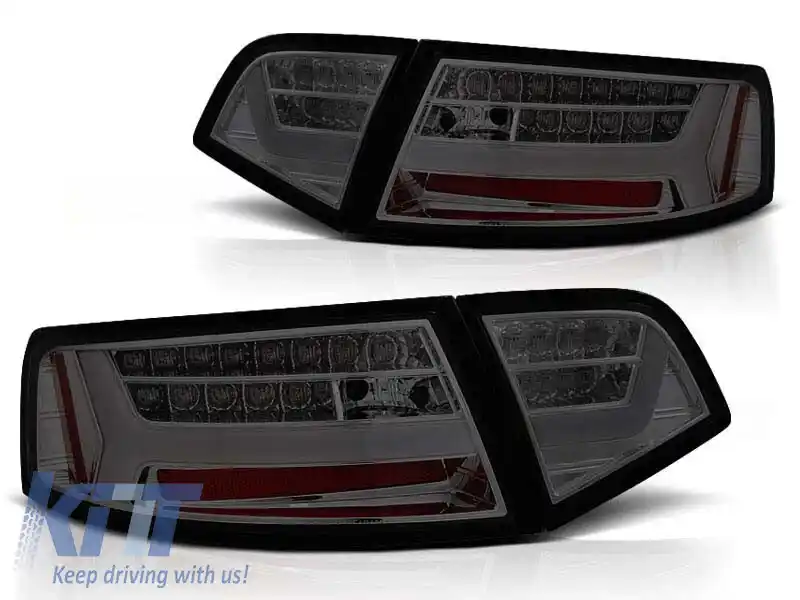Set de stopuri LED de tuning potrivit pentru Audi A6 C6 sedan 2008-2011 fumurii, stânga și dreapta