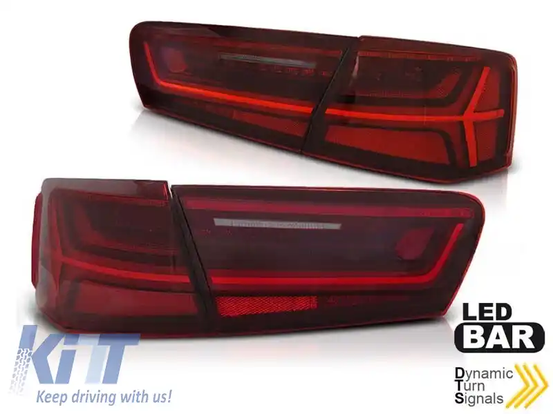 Set de stopuri LED de tuning potrivit pentru Audi A6 C7 sedan 2011-2014 roșu/alb, stânga și dreapta, pentru modelul cu stopuri LED din fabrică