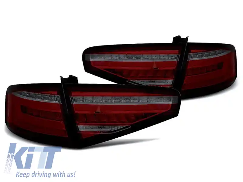 Set de stopuri LED de tuning potrivit pentru Audi A4 sedan 2012-2015 roșu/fumuriu, stânga și dreapta