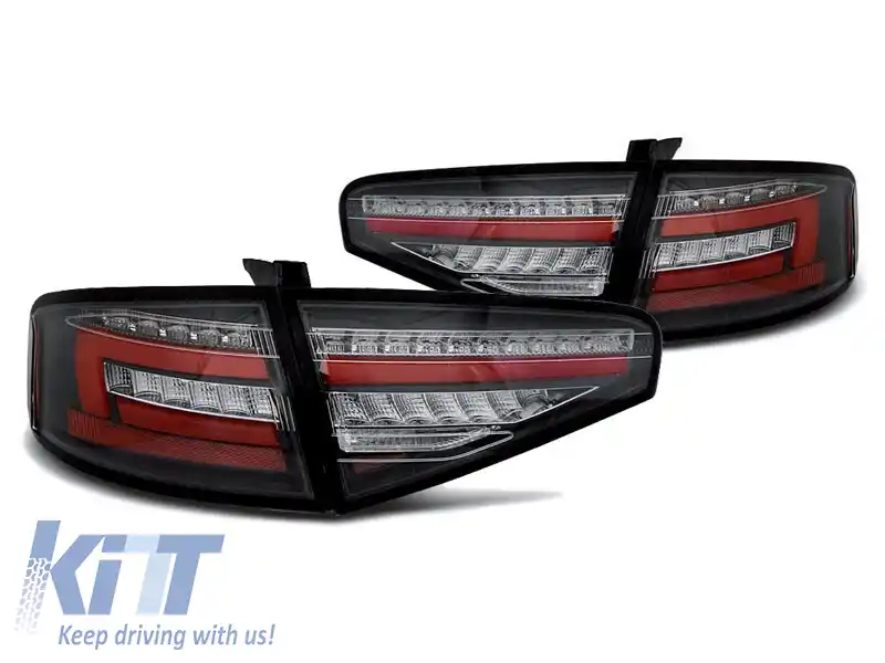 Set de stopuri LED de tuning potrivit pentru Audi A4 sedan 2012-2015 bază neagră, stânga și dreapta