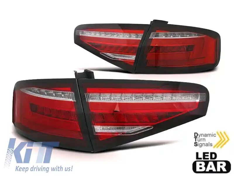 Set de stopuri LED de tuning potrivit pentru Audi A4 B8 sedan 2012-2015 bază roșie pentru modelul cu stopuri halogene, stânga și dreapta