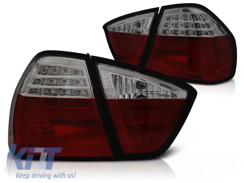 Set de stopuri LED de tuning potrivit pentru BMW Seria 3 E90 03.2005-08.2008 roșu/întunecat, stânga și dreapta