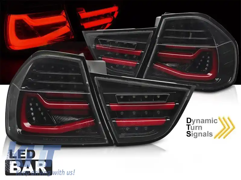 Set de stopuri LED de tuning potrivit pentru BMW Seria 3 E90 2009-2011 fumurii, stânga și dreapta-image-6151916
