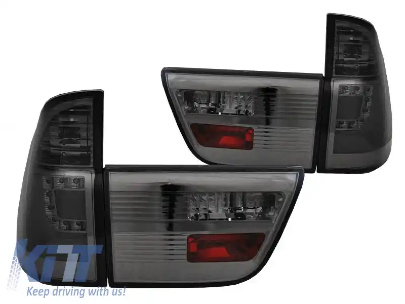 Set de stopuri LED de tuning potrivit pentru BMW X5 E53 1999-2003 cu bază fumurie, stânga și dreapta