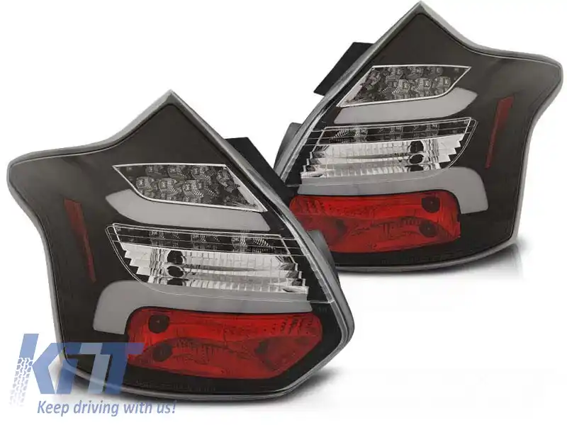 Set de stopuri LED de tuning potrivit pentru Ford Focus III hatchback 2011-10.2014 cu bază neagră, stânga și dreapta