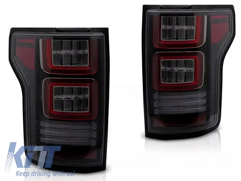 Set de stopuri LED de tuning potrivit pentru Ford F150 2014-2020, cu semnal de întoarcere dinamic, bază fumurie, stânga și dreapta