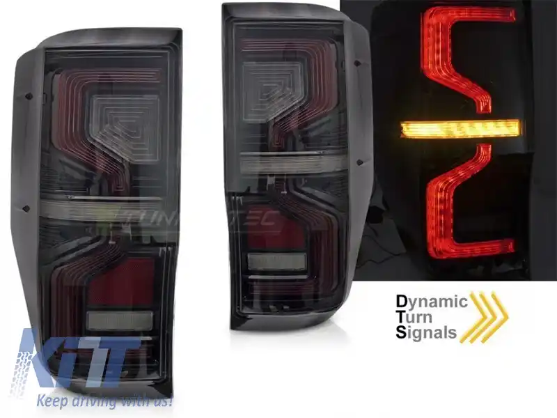 Set de stopuri LED de tuning potrivit pentru Ford Ranger 2011-2018, cu semnal de întoarcere dinamic, bază fumurie neagră, stânga și dreapta-image-6237746