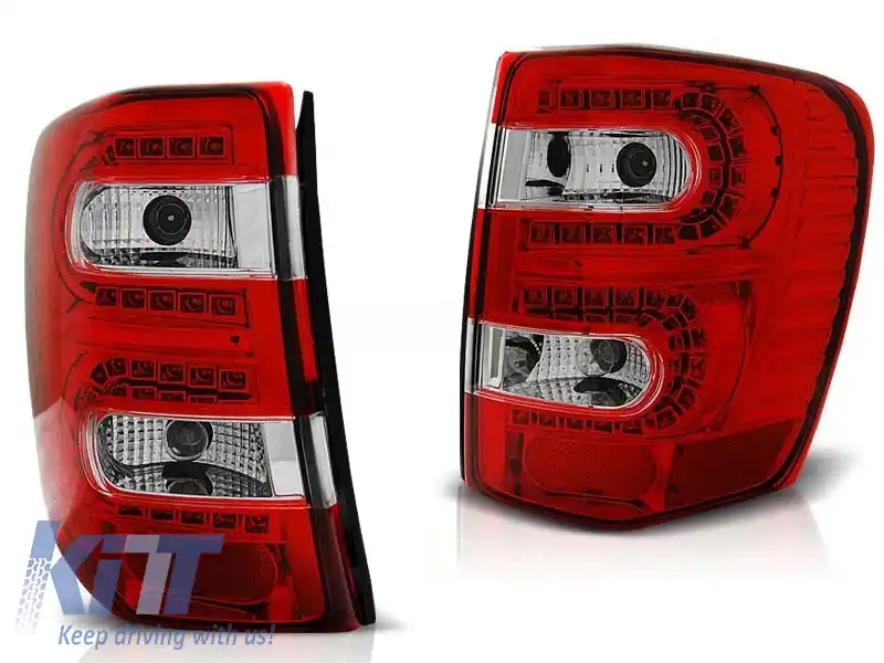 Set de stopuri LED de tuning potrivit pentru Jeep Grand Cherokee 1999-05.2005 roșu/alb, stânga și dreapta