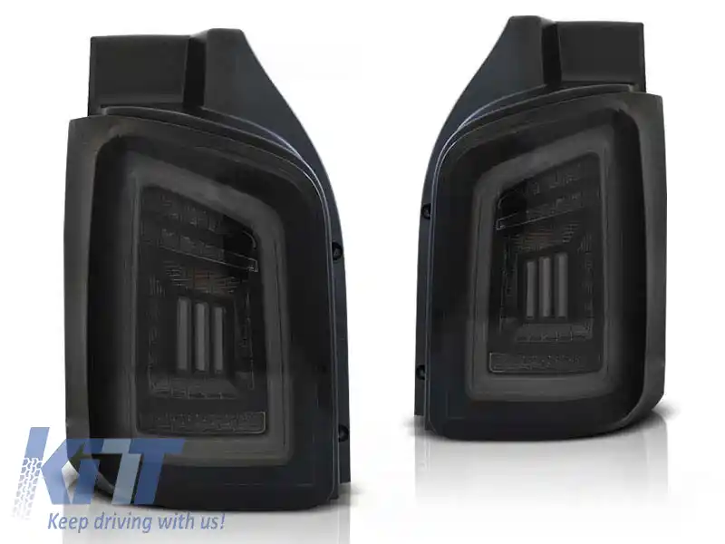 Set de stopuri LED de tuning potrivit pentru VW T5 04.2003-2015 fumurii cu bază neagră/Albă, stânga și dreapta