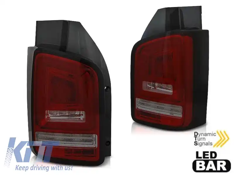Set de stopuri LED de tuning potrivit pentru VW T6 2015-2019, bază fumurie roșie, stânga și dreapta
