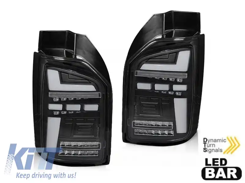 Set de stopuri LED de tuning potrivit pentru VW T6 2015-2019, bază albă-întunecată, stânga și dreapta pentru modelul cu stopuri halogen instalate din fabrică