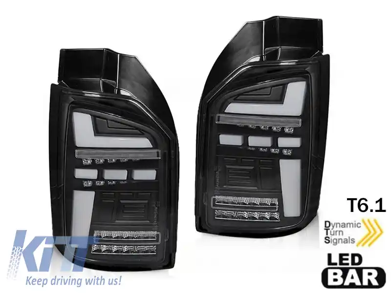Set de stopuri LED de tuning potrivit pentru VW T6.1 2019-2021 cu bază albă-întunecată, stânga și dreapta pentru modelul cu stopuri halogen instalate din fabrică