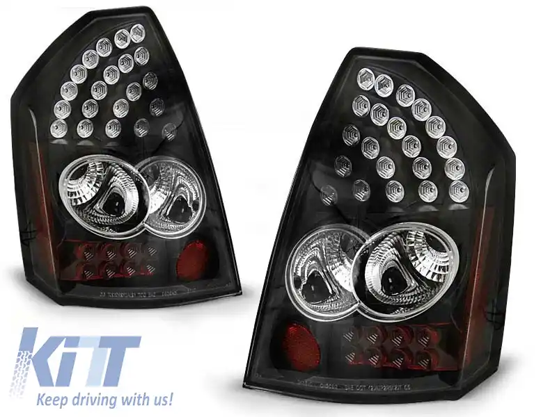 Set de stopuri LED de tuning potrivit pentru Chrysler 300C 2005-2008 cu bază neagră, stânga și dreapta