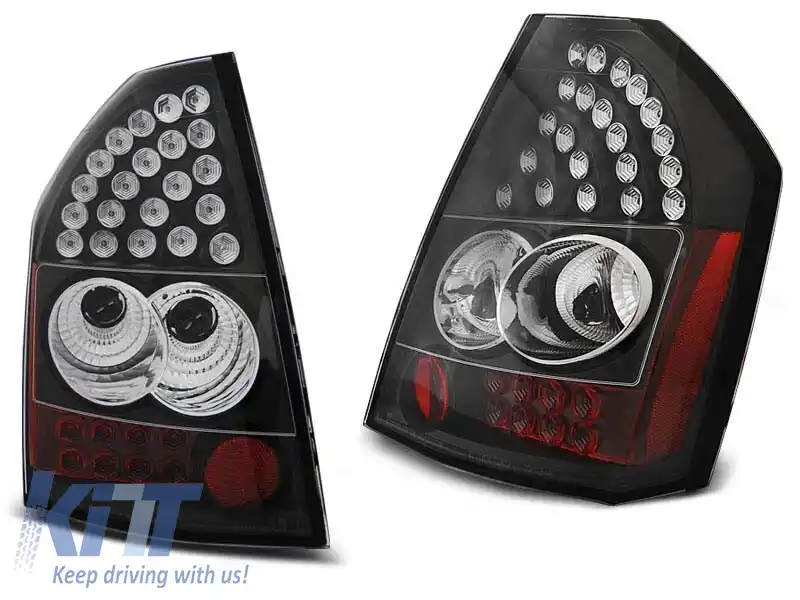 Set de stopuri LED de tuning potrivit pentru Chrysler 300C/300 2009-2010 cu bază neagră, stânga și dreapta