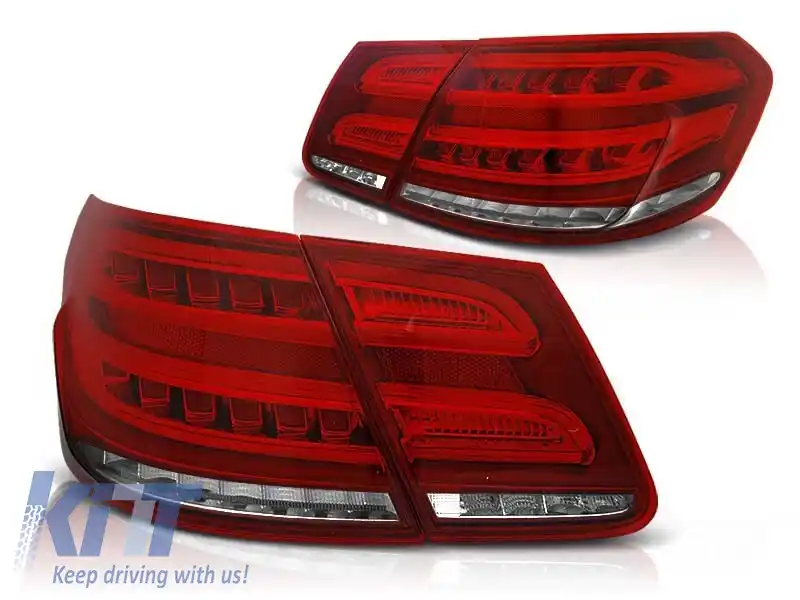 Set de stopuri LED de tuning potrivit pentru Mercedes E-Class W212 2009-2013 roșu/alb, stânga și dreapta