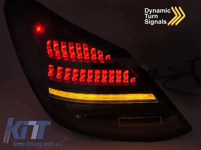 Set de stopuri LED de tuning potrivit pentru Mercedes C-Class W205 sedan 2014-2021, bază neagră, cu semnalizare dinamică, stânga și dreapta-image-6152161