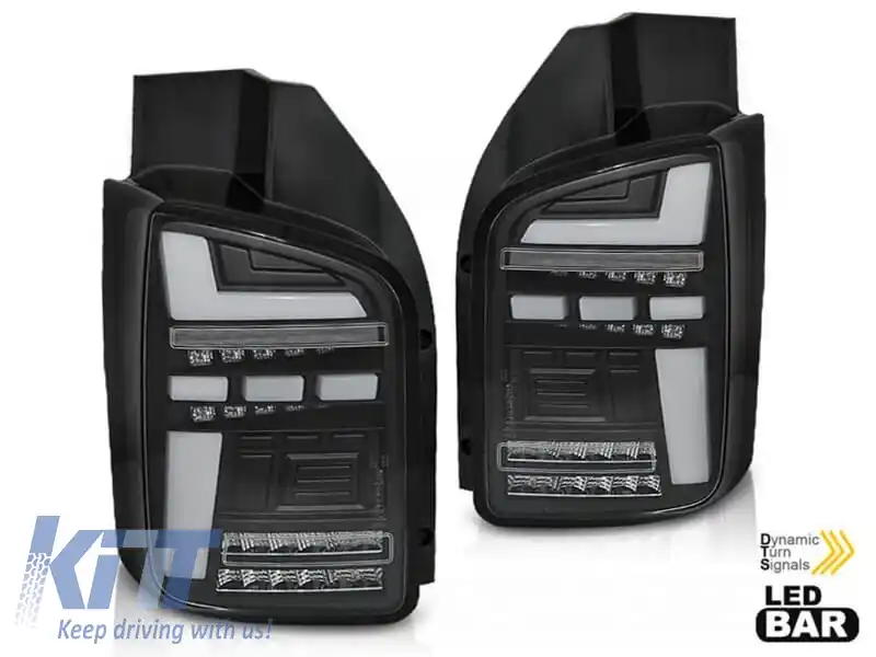 Set de stopuri LED de tuning potrivit pentru Volkswagen T5 2003-2009, bază albă și fumurie, stânga și dreapta