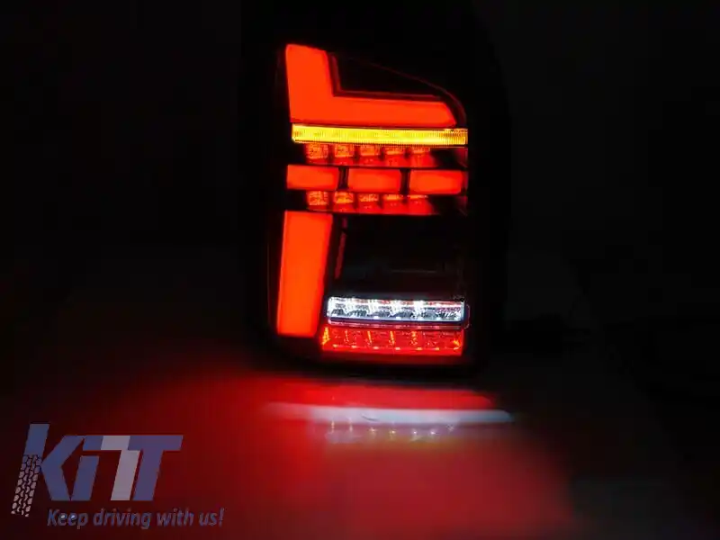 Set de stopuri LED de tuning potrivit pentru Volkswagen T5 2010-2015, roșu cu bază descrisă, stânga și dreapta-image-6238094