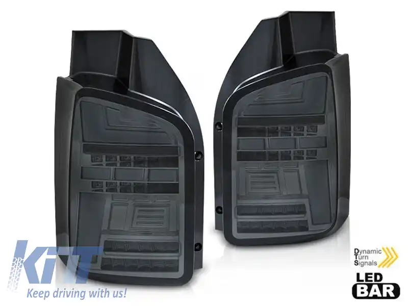 Set de stopuri LED de tuning potrivit pentru Volkswagen T5 2010-2015, bază complet fumurie, stânga și dreapta