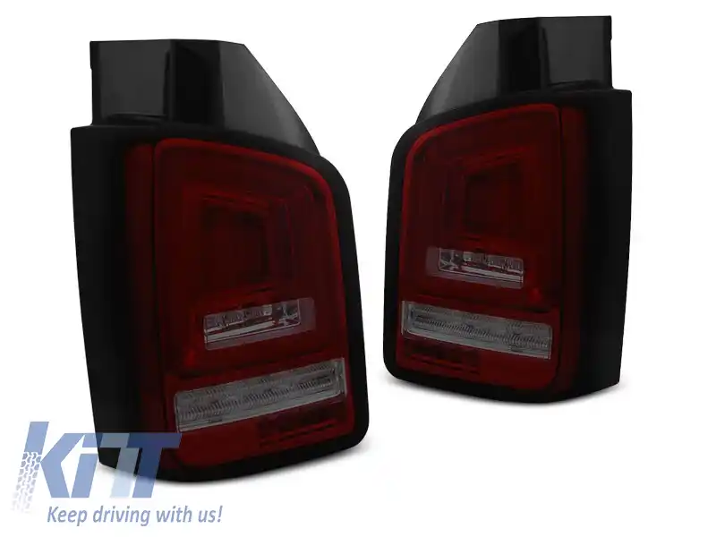Set de stopuri LED fumurii roșii de tuning potrivite pentru Volkswagen T5 2010-2015, stânga și dreapta