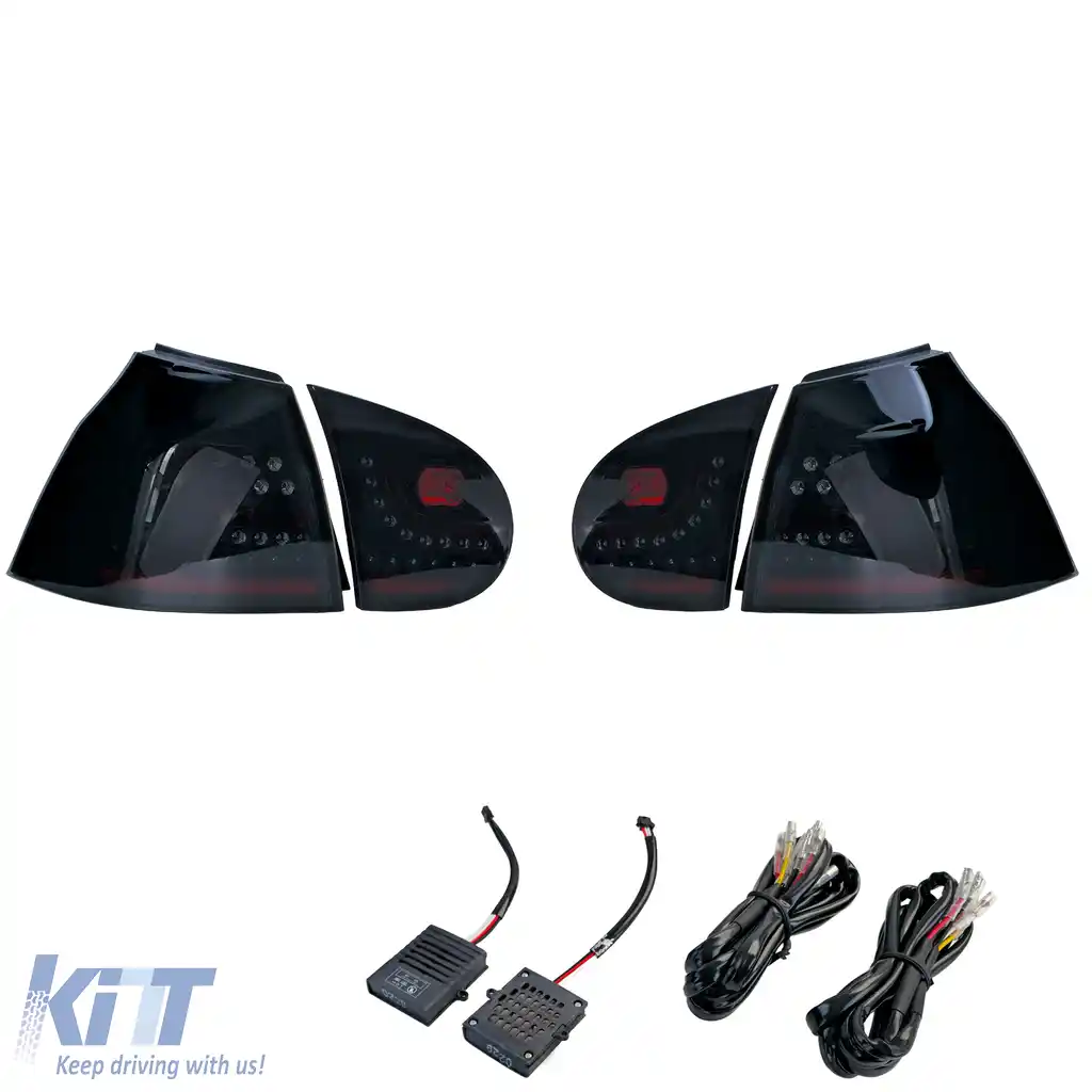 Set de stopuri LED fumuriu negru, potrivit pentru VW Golf 5 sedan 2003-08-image-6257170
