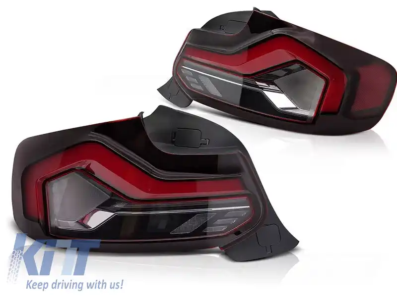 Set de stopuri LED potrivit pentru BMW Seria 2 F22 Coupe, F23 Cabriolet 2013-2021, M2 F87 2016-2021, cu bază fumurie roșie, stânga și dreapta