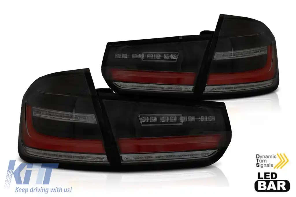 Set de stopuri LED potrivit pentru BMW Seria 3 F30 sedan 2011-2018, fumuriu negru, stânga și dreapta