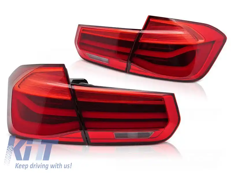 Set de stopuri LED potrivit pentru BMW Seria 3 F30 sedan 2011-2018, bază roșie, stânga și dreapta