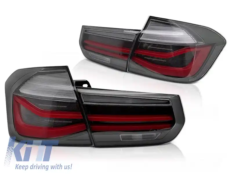 Set de stopuri LED potrivit pentru BMW Seria 3 F30 sedan 2011-2018, bază fumurie, stânga și dreapta