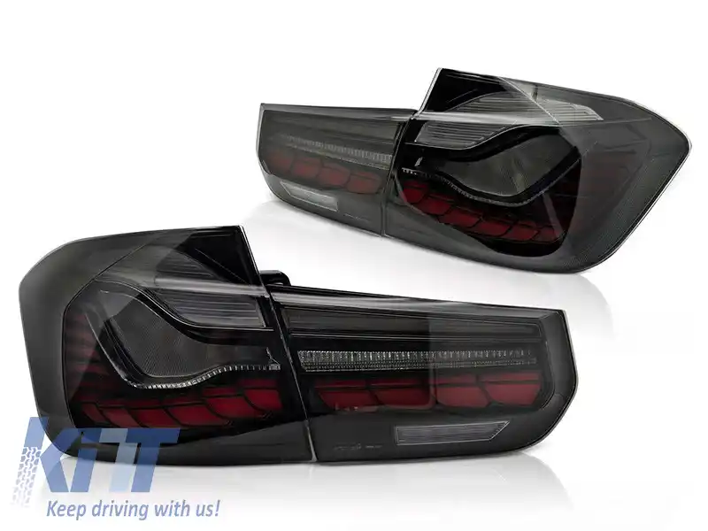 Set de stopuri LED potrivit pentru BMW Seria 3 F30 sedan 2011-2018, bază fumurie, stânga și dreapta