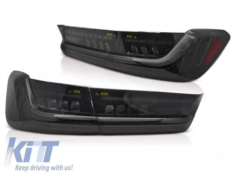 Set de stopuri LED potrivit pentru BMW Seria 3 G20 sedan 2019-2022, cu bază fumurie, stânga și dreapta