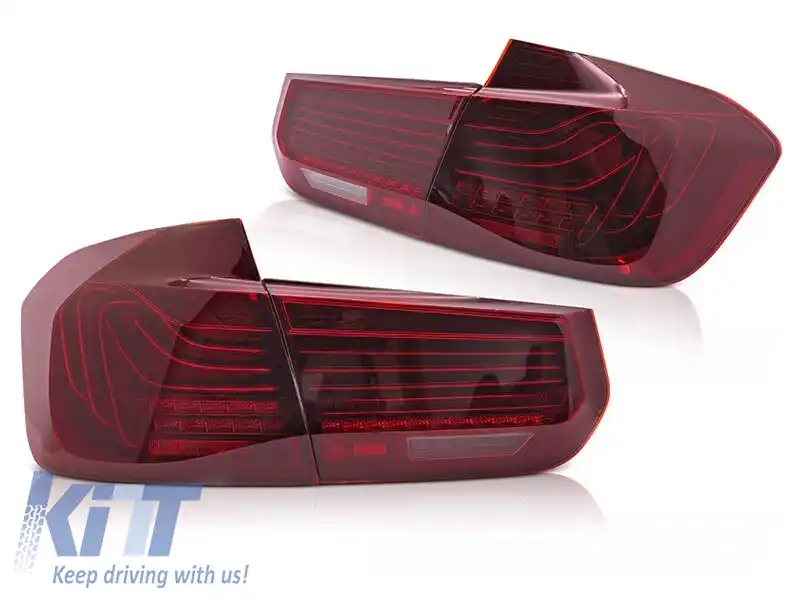 Set de stopuri LED potrivit pentru BMW Seria 3 F30 sedan 2011-2018, cu bază roșie, stânga și dreapta
