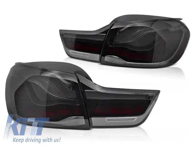 Set de stopuri LED potrivit pentru BMW Seria 4 F32 coupe, F33 cabriolet, F36 Gran Coupe 2013-2021, M4 F82, F83 2014-2021, bază fumurie, stânga și dreapta