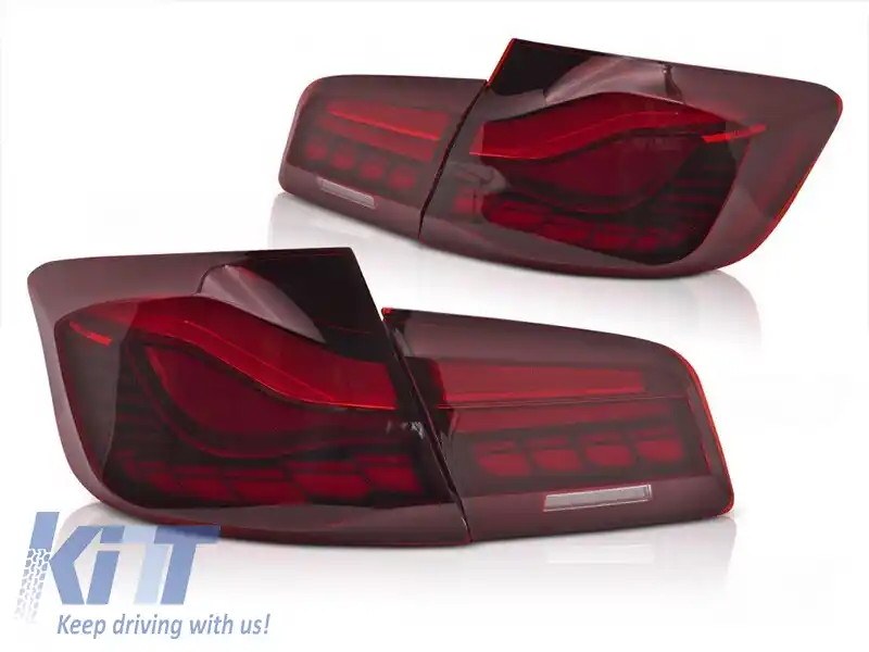 Set de stopuri LED potrivit pentru BMW Seria 5 F10 sedan 2010-2016, cu bază roșie, stânga și dreapta