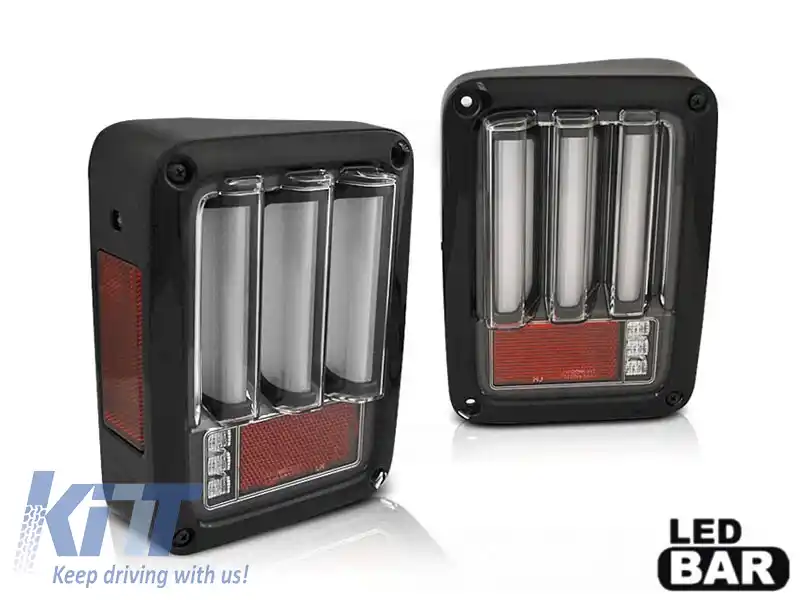 Set de stopuri LED potrivit pentru Jeep Wrangler JK 2007-2018, bază fumurie, stânga și dreapta