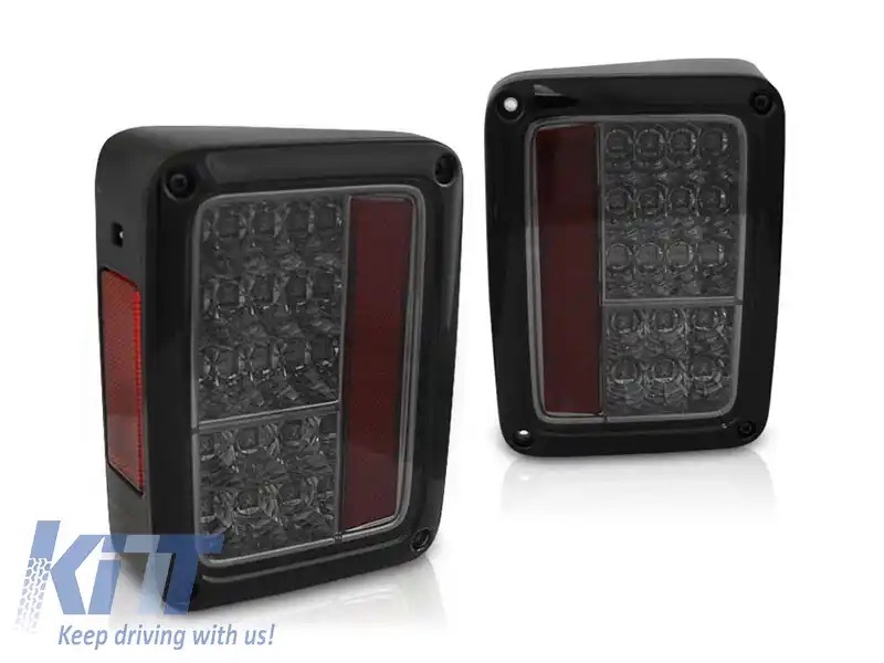 Set de stopuri LED potrivit pentru Jeep Wrangler JK 2007-2018, bază fumurie, stânga și dreapta