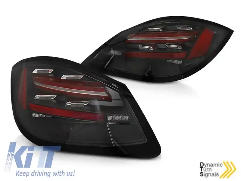 Set de stopuri LED potrivit pentru Porsche Boxer 978, Cayman 987C 2009-2012, bază neagră-roșie, stânga și dreapta