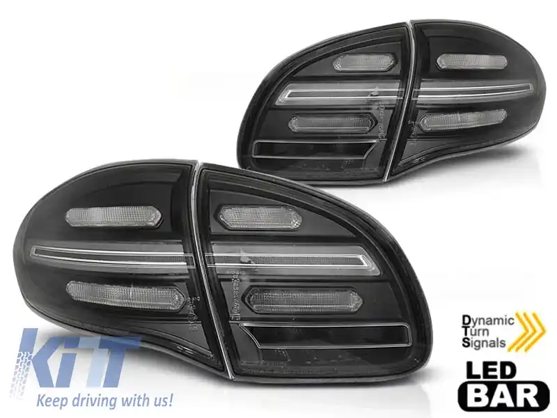 Set de stopuri LED potrivit pentru Porsche Cayenne 2010-2015, bază neagră, stânga și dreapta