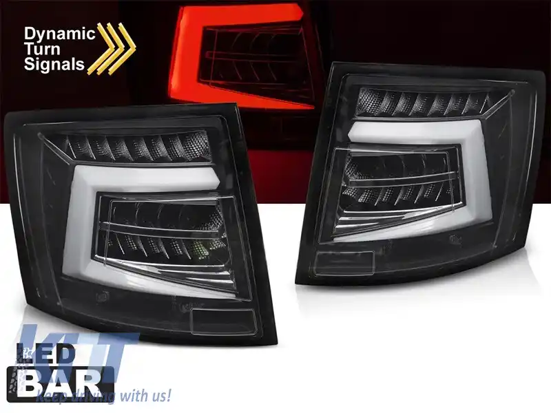 Set de stopuri LED potrivit pentru Skoda Octavia Combi 2012-2016, pentru modelul cu stopuri LED din fabrică, cu bază neagră, stânga și dreapta-image-6237834