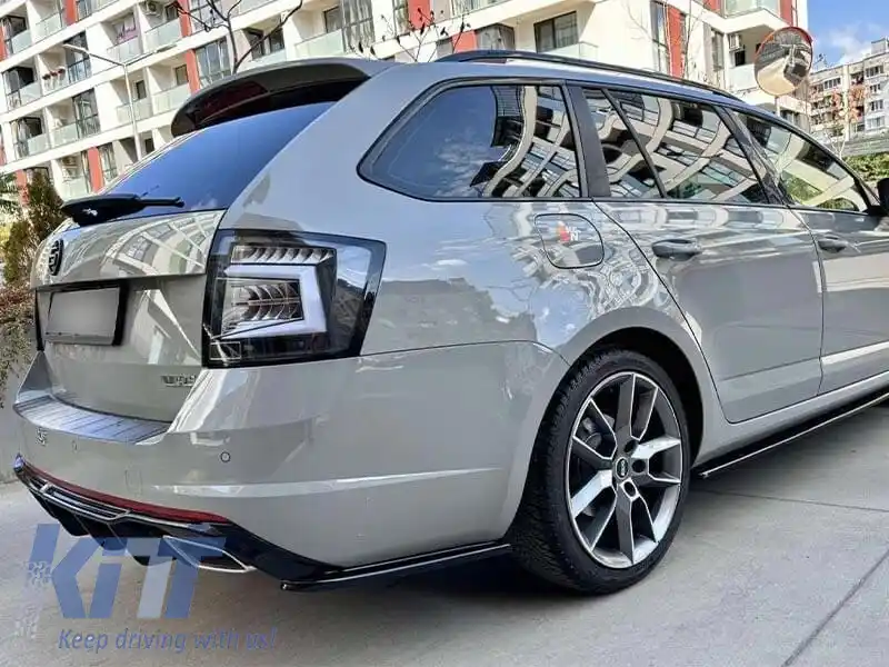 Set de stopuri LED potrivit pentru Skoda Octavia Combi 2012-2016, pentru modelul cu stopuri LED din fabrică, cu bază neagră, stânga și dreapta-image-6237837