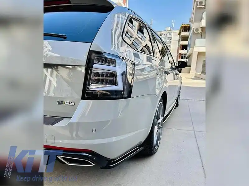 Set de stopuri LED potrivit pentru Skoda Octavia Combi 2012-2016, pentru modelul cu stopuri LED din fabrică, cu bază neagră, stânga și dreapta-image-6237838