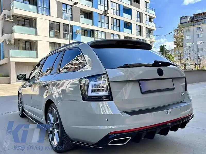 Set de stopuri LED potrivit pentru Skoda Octavia Combi 2012-2016, pentru modelul cu stopuri LED din fabrică, cu bază neagră, stânga și dreapta-image-6237839