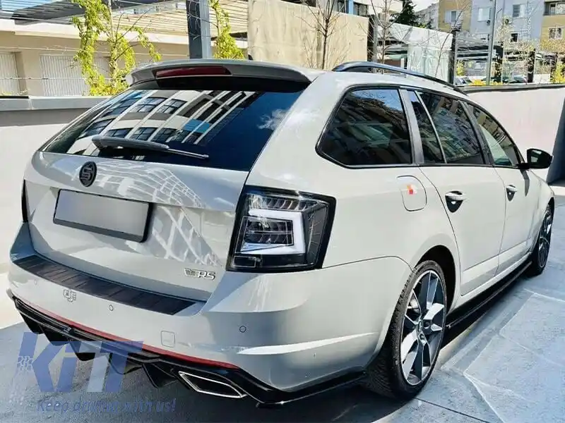 Set de stopuri LED potrivit pentru Skoda Octavia Combi 2012-2016, pentru modelul cu stopuri LED din fabrică, cu bază neagră, stânga și dreapta-image-6237840